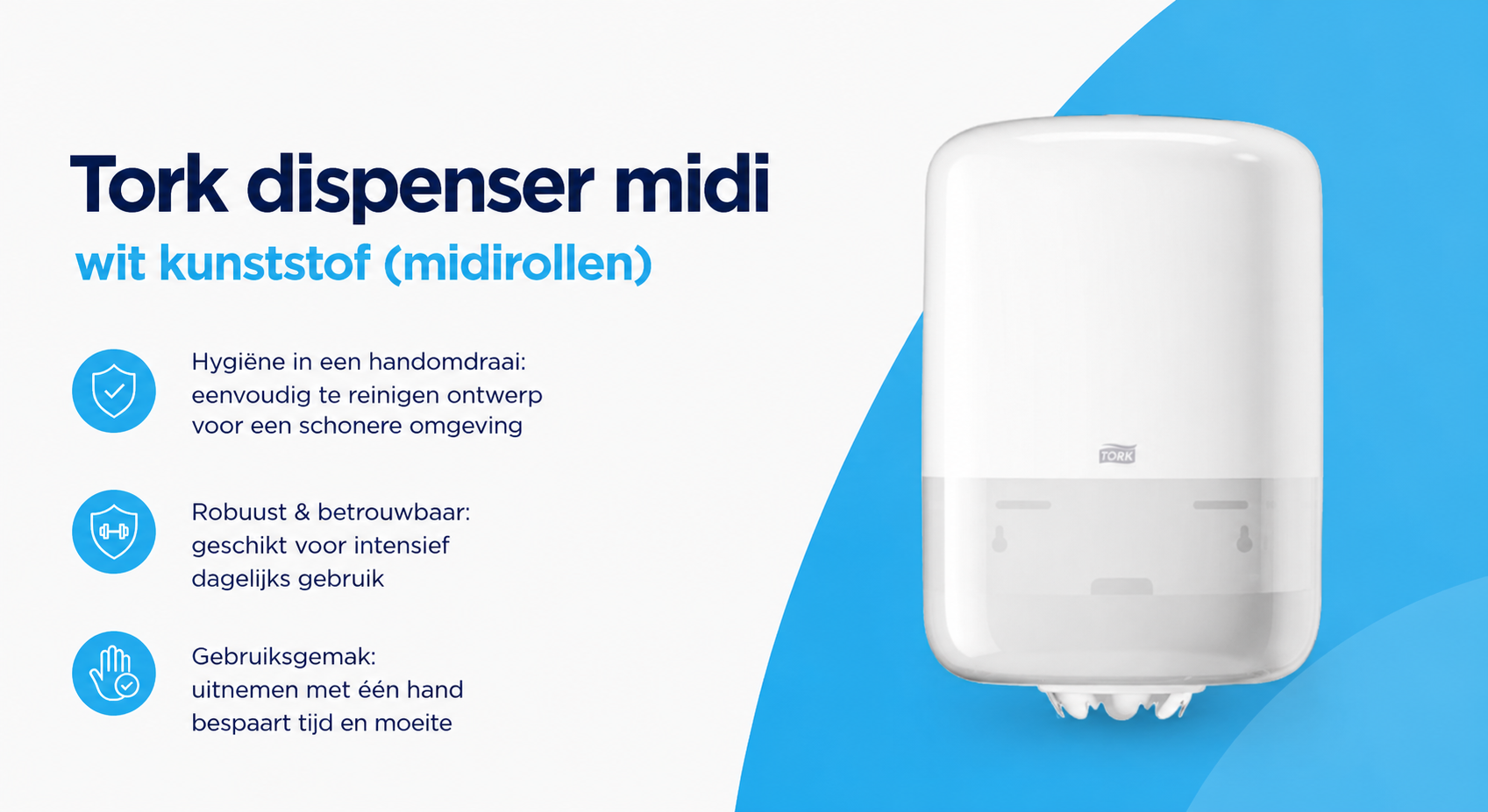 Tork M2 Midi Centerfeed Dispenser Wit – Elevation Line – Kunststof