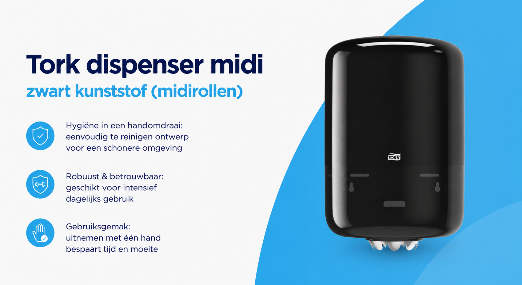 Tork M2 Midi Centerfeed Dispenser Zwart – Elevation Line – Kunststof