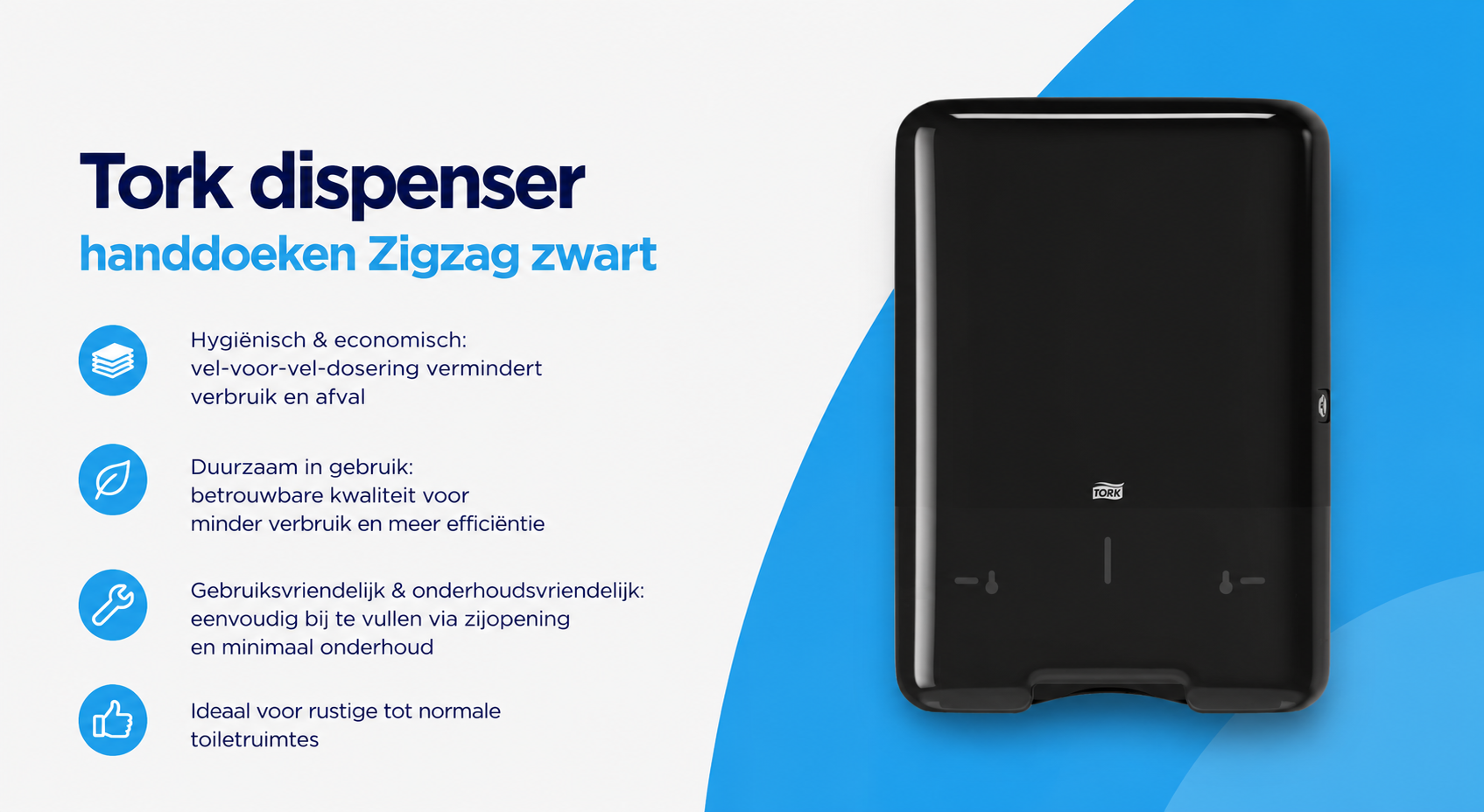 Tork H3 Handdoek Dispenser Zwart – ZZ & C-Vouw – Elevation Design
